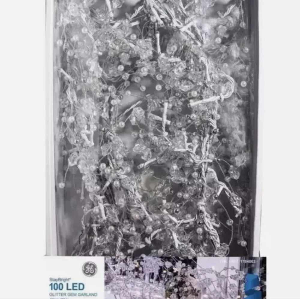 GE StayBright 100 LED Glitter Gem Garland Christmas, Wedding, Event Lights 9 Ft.